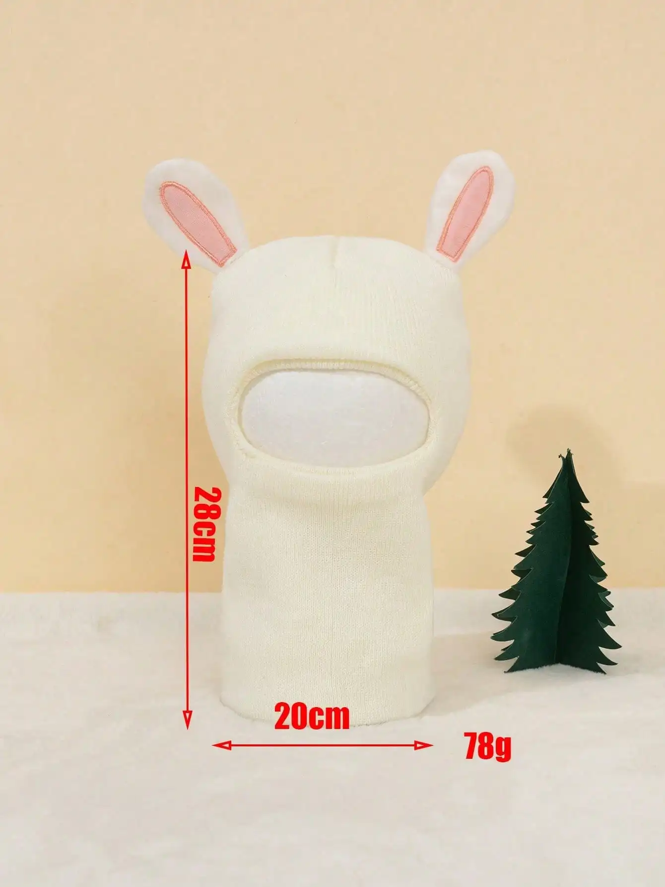1 Stück 6M-4Y Kleine Mädchen 3D-Kaninchen-Balaclava-Strickmütze, Niedliche Kaninchenohren Weiche Leichte Kinderkopfbedeckung für den Alltag – Detail 11