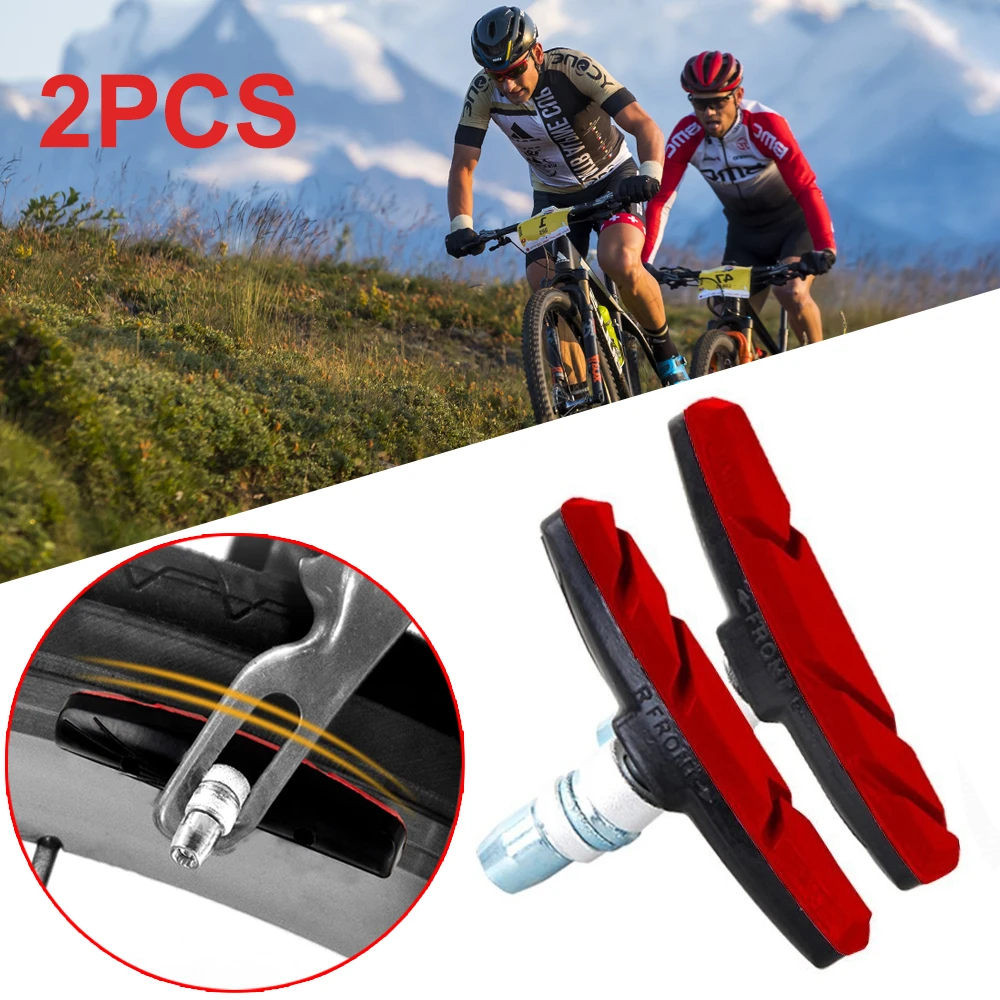 1Pair Durable Bicycle Silent Brake Pads Cycling V Brake Holder Pads Shoes Blocks Rubber Pad For Long-lasting Performance