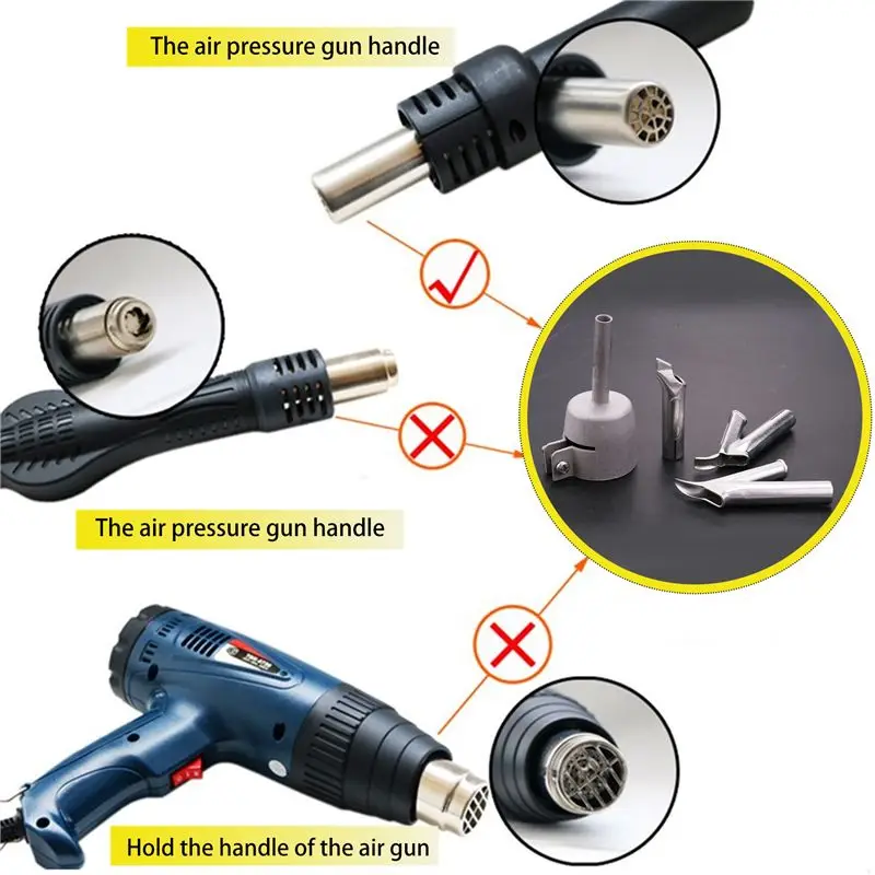 A89X 4Pcs Speed Welding Nozzles for Vinyl Pvc Plastic Hot Air Blower Triple-cornered Speed Nozzle Round Welding Head Y Type