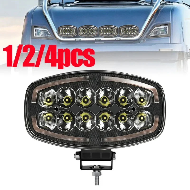 

1/2pcs/4pcs LED Light 9" Truck Spotlight Headlight Driving Flood LED Work Light DRL white Turnning Yellow 12V24V for 4x4 Trailer