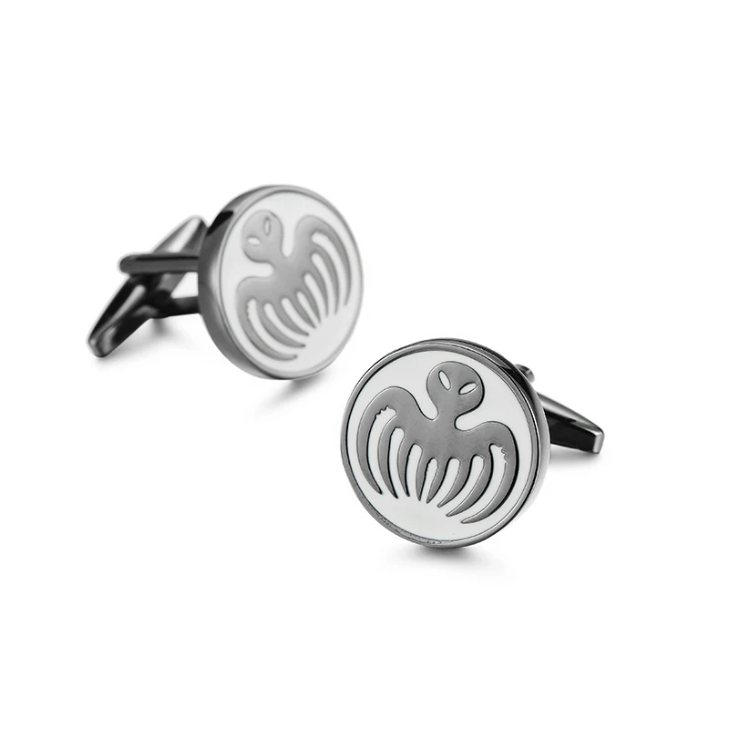 High quality men's French shirt cufflinks metal Black round octopus cuffs buttons business suit accessories jewelry gifts