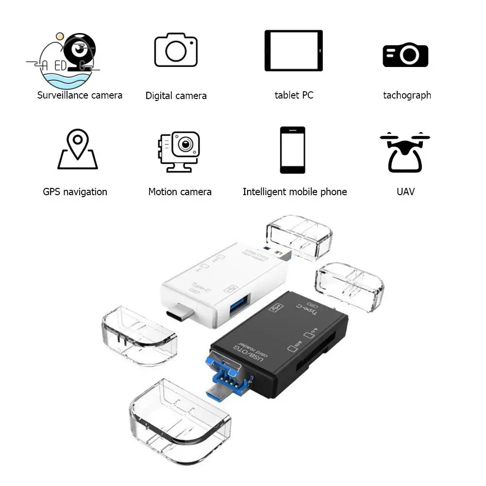 

AED6-6 In 1 USB 3.0 OTG Card Reader For Secure Digital/TF Cardreaders Splitter Adapter For Mobile Phone Computer