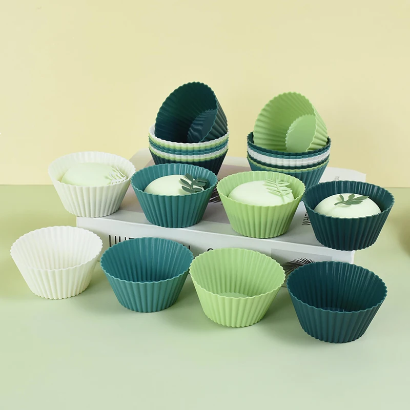 

12pcs Polychrome Silicone Cake Cup Round Shaped Muffin Cupcake Baking Molds Home Kitchen Cooking Supplies Cake Decorating Tools