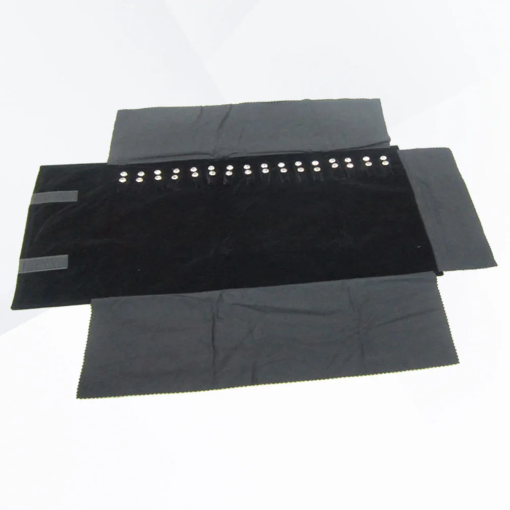 Jewelry Roll Bag Black Earrings Necklace Ring Organizer Travel Storage Pouch Jewelry Packaging Display Tool