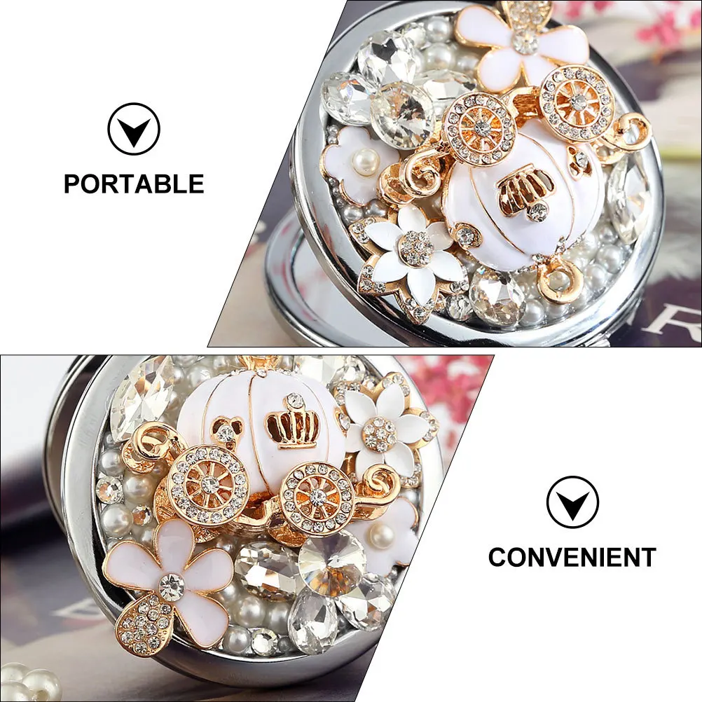 กระจกแต่งหน้าโลหะทรงกลม 1 ชิ้น พกพาสะดวก พับได้ กระจกสองด้าน ใช้สำหรับเดินทาง ใส่กระเป๋าได้ ของขวัญสำหรับผู้หญิง