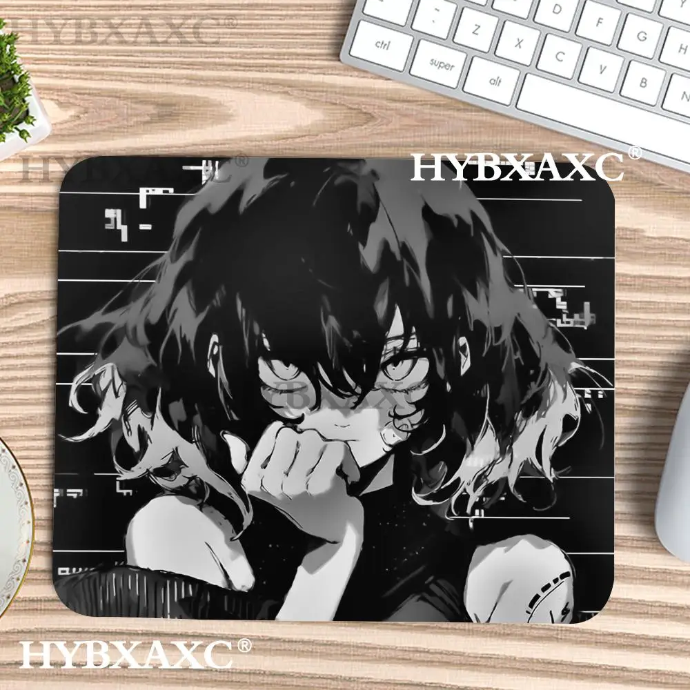 HYBXAXC Black and White Anime Girl Small Mouse Pad Cool Aesthetic Desk Mat Non-Slip Waterproof Keyboard Pad for Gaming