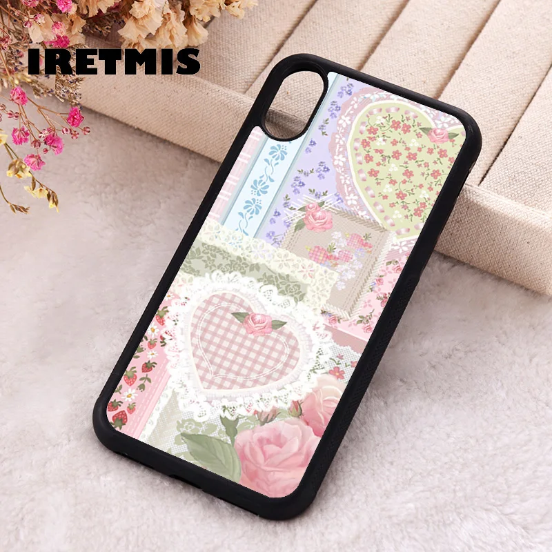 Iretmis Phone Cover Case For iPhone X XS Max XR 11 12 13 PRO MINI 14 15 16 Plus Rubber Silicone Frilly floral