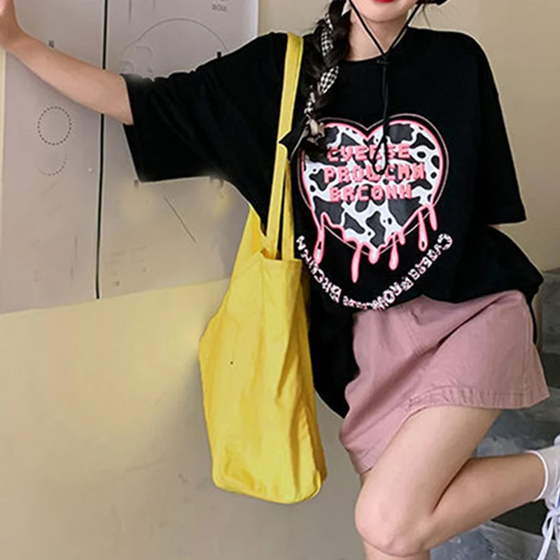 Koreanischen stil Leinwand Tragetaschen Für Frauen Große Kapazität Handtasche Casual Schulter Tasche Einkaufstasche Gilr Geldbörse – Detail 6