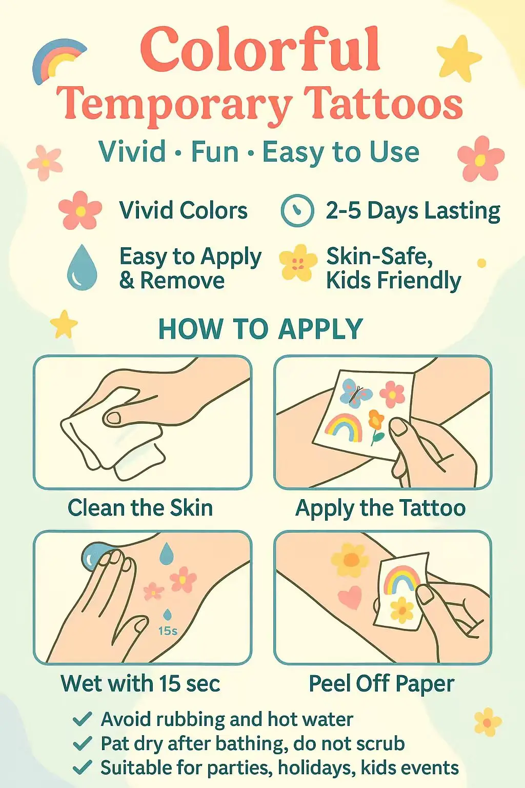 INKARTLINK ملصقات الوشم المؤقت مقاوم للماء الطباعة الملونة الفن نمط المؤقتة الوشم لوازم الحفلات ملصقات DIY