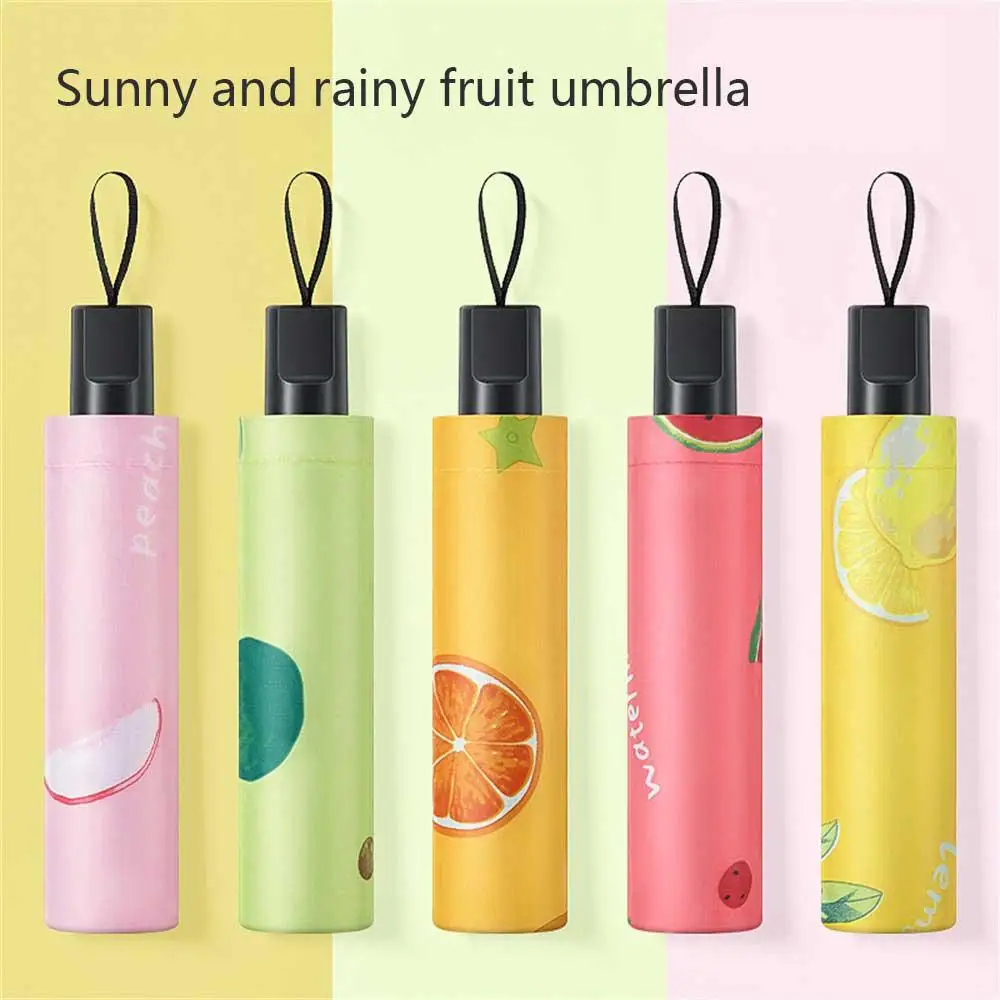 Handfold Umbrella Fruit Umbrella Girl Heart Sunny Rain Dual Use Sun Umbrella Male and Female Sunscreen Umbrella