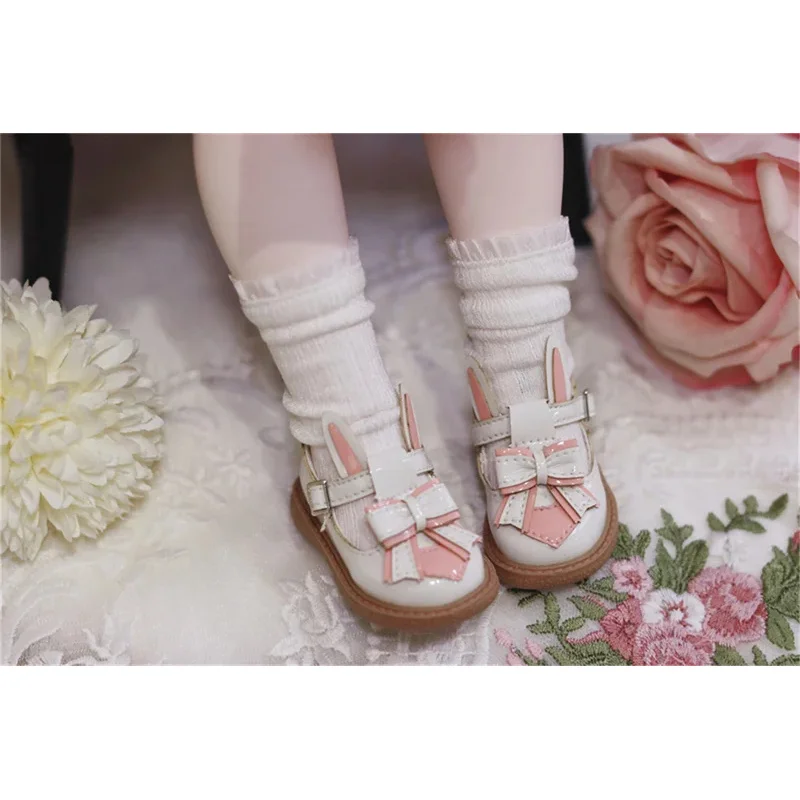 

Обувь для кукол BJD MDD MSD, маленькие кожаные туфли 1/4 1/6 с круглым носком, с одной пряжкой, розовые, с милыми кроличьими ушками и бантом, на мягкой подошве, аксессуары для кукол