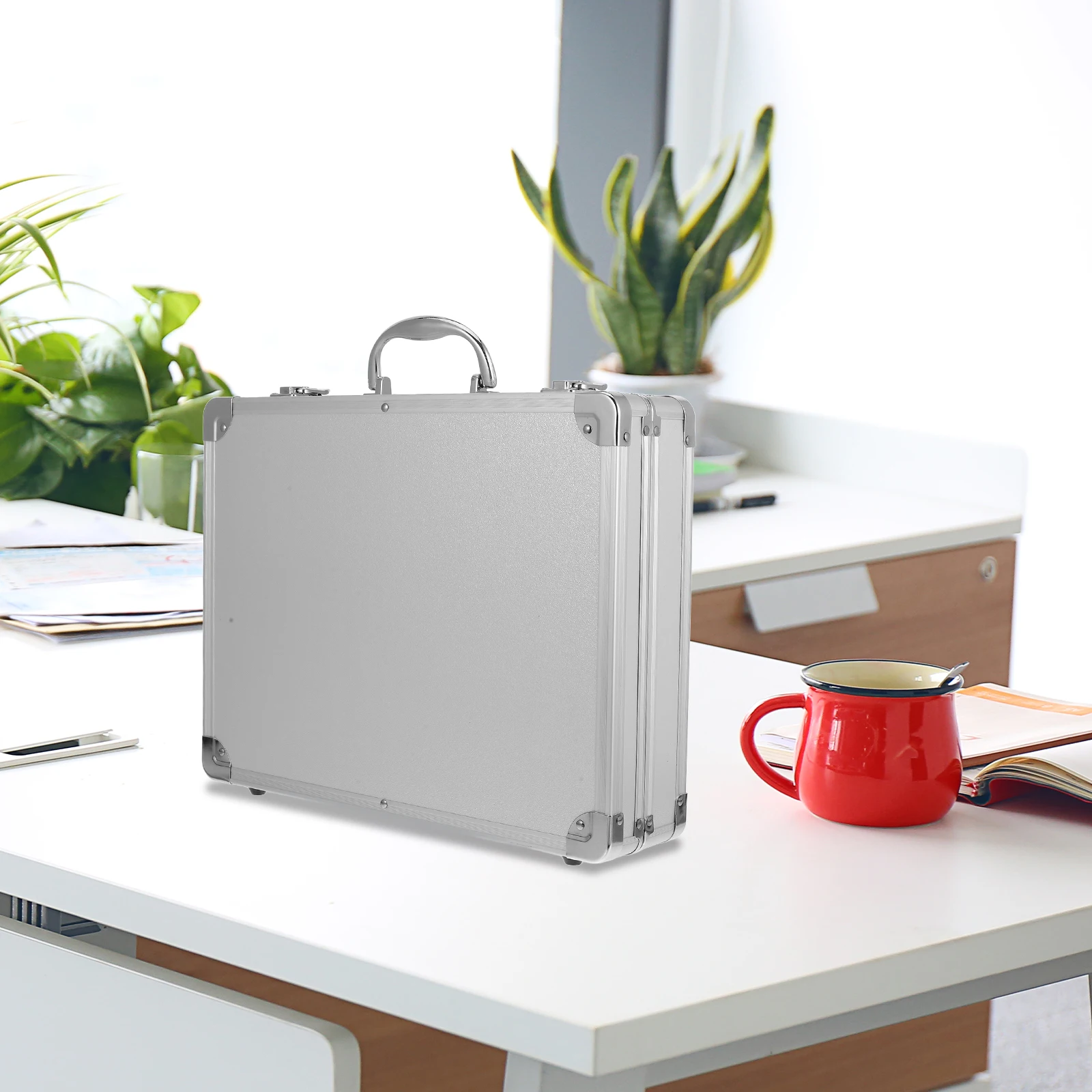 Cassetta degli attrezzi in lega di alluminio bianca 05 chiave di blocco 29x16x7 cm custodia per attrezzi multiuso portatile da viaggio di grande capacità