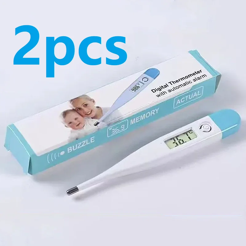 2Pcs Thermometer for Fever Digital Basal Body Oral Armpit or Rectal Electronic LCD Display High-Precision Measurement Smart Heat