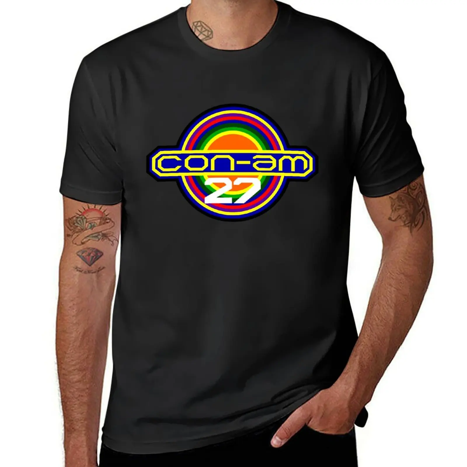 Camiseta CON AM 27 para hombre, ropa bonita de entrenamiento para el sudor, diseño personalizado, tus propios negros