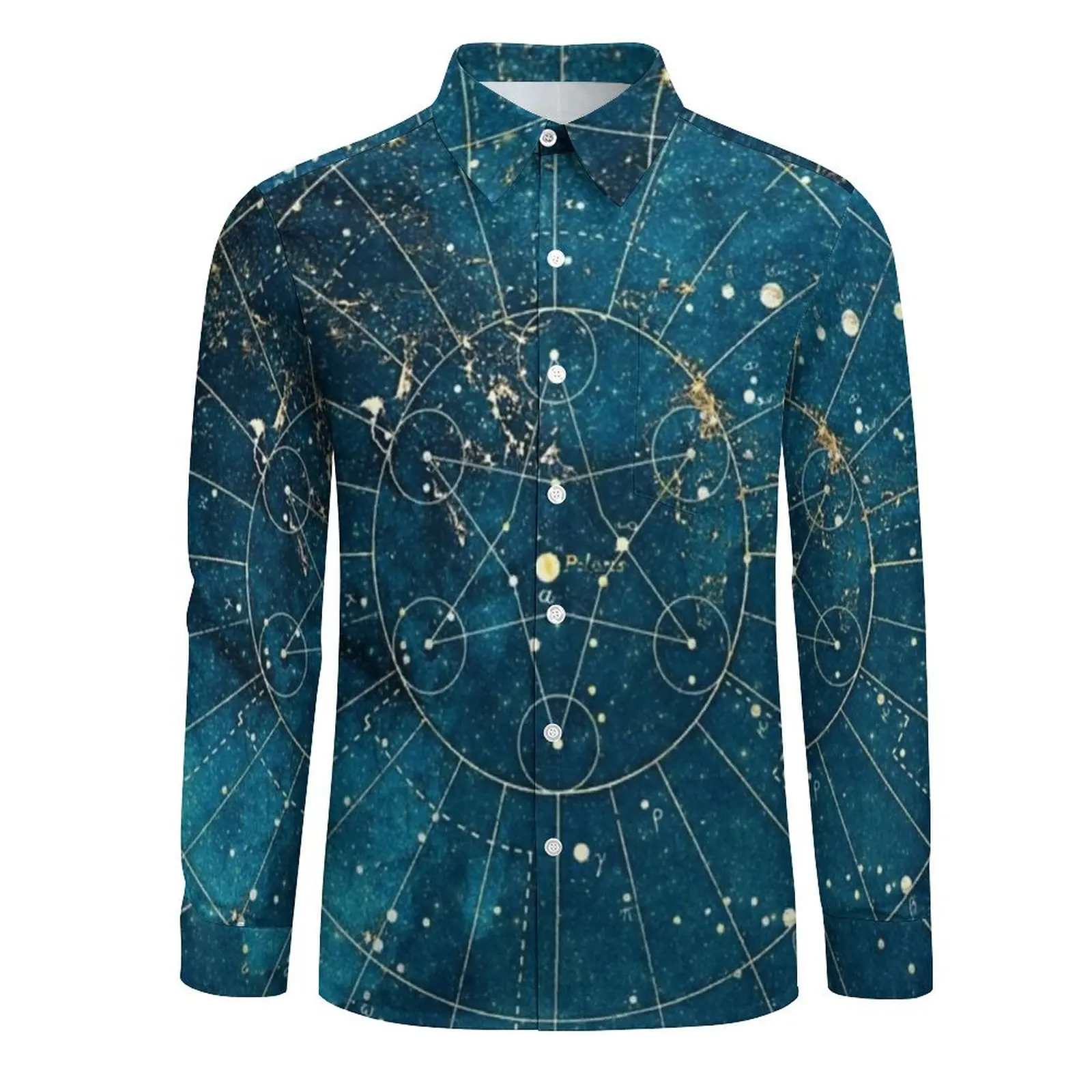 Night Symbol Blouse Men Star Map City Lights Shirt Long Sleeve Elegant Comfortable Casual Shirts Autumn Design Clothes Plus Size