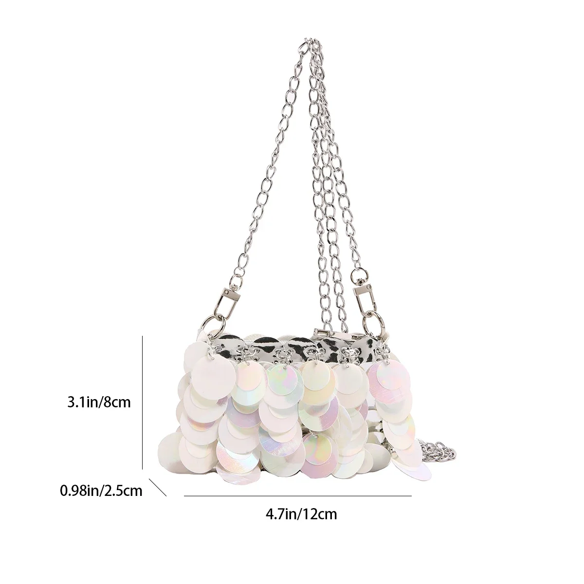 Borsa in argento con perline lucide bolsa feminina 2024 nuova borsa con paillettes intrecciata a mano borsa a tracolla con tracolla a catena di moda borsa per rossetto