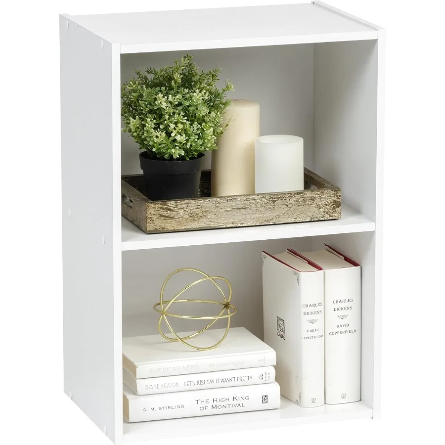Compact 2Tier Wood Bookshelf for Small Spaces Ideal WallMounted Storage Solution with Modern White Finish Perfect for Living Ro