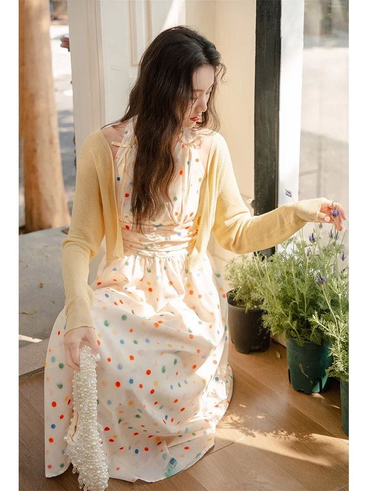 

Spring 2025 Women's ort Knitted Open Cardigan UV Protection Outerwear Faux Linen Yellow White Purple Svel Commute Sle