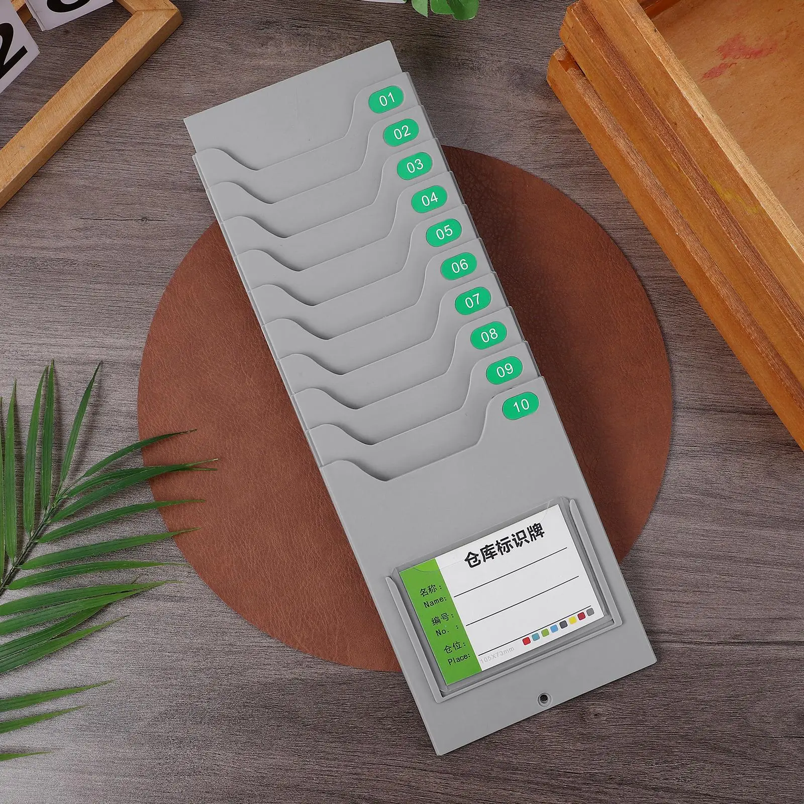 Material Card Rack Punch Holder for Factory Expandable Pocket Employees Pp with Label