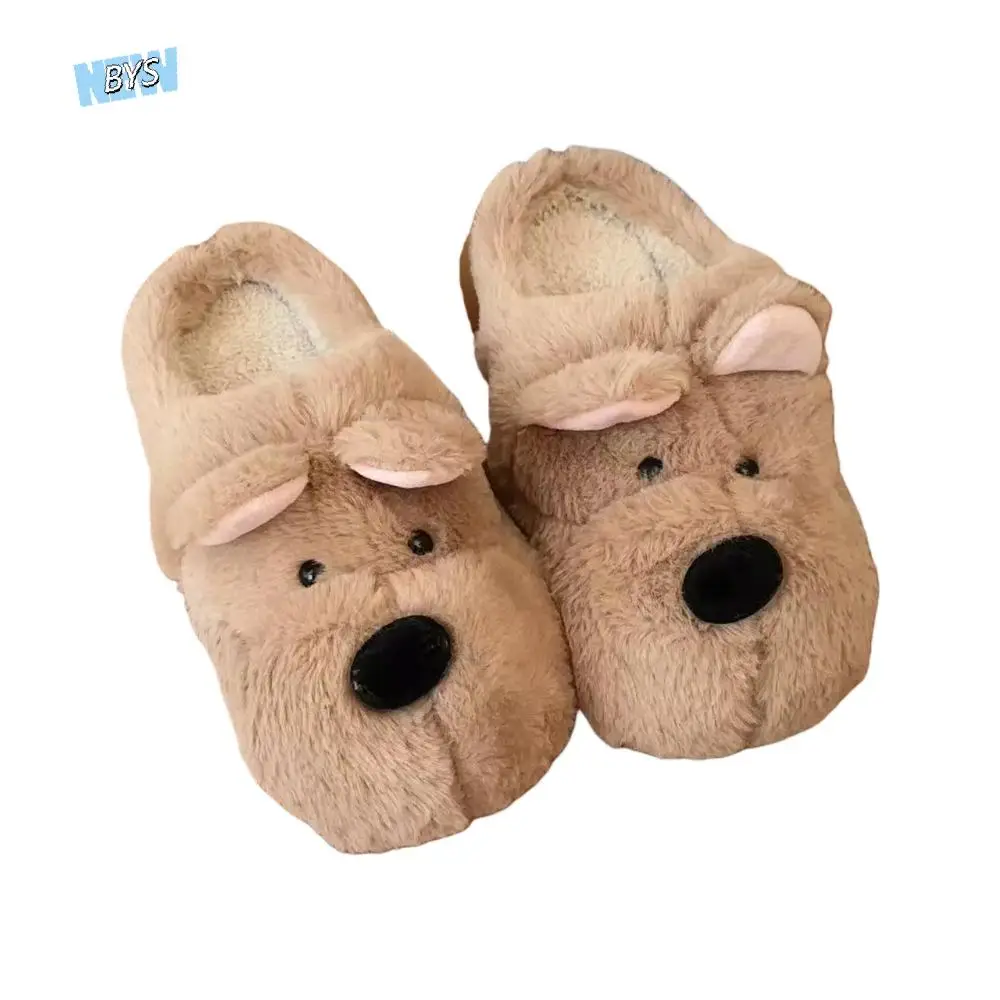 

Anime Fluffy Winter Puppy Plush Slippers West Highlands Dog Cartoon Warm Fur Slippers Anti Slip Student Y2K Dog Slippers Home
