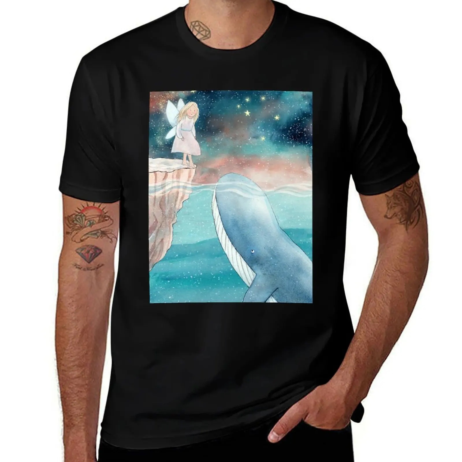 

When a fairy met a whale T-Shirt Clothing topping valentines clothes Personalized t-shirt Short sleeve tee men