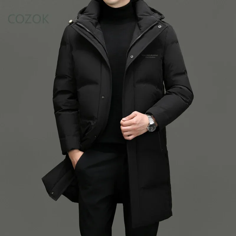 Mens Winter Long Down Jacket 2025 New Designer Clothing Super Warm Menswear Clothes Luxury Casual Windbreaker Goose