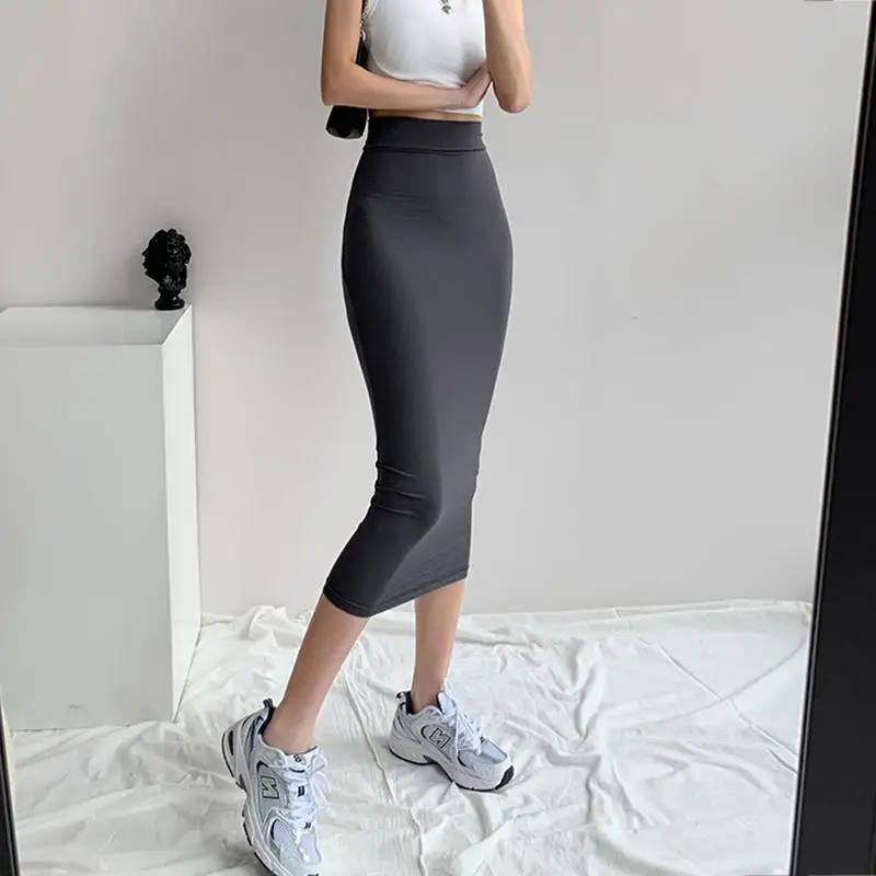 Sexy Tight Elastic  Skirt Mid-Length Women's Spring Summer Trendy Butt-Hugging One-Step Skirt Korean Yingxin Brand