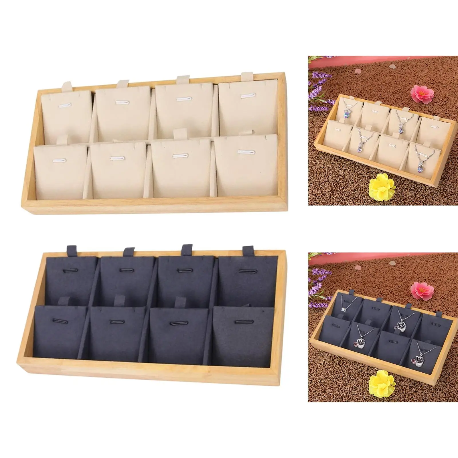 Stackable Jewelry Box Organizer Wood Display Stand Multi Grids Tray for Necklaces Earrings Pendants Storage Shop Use