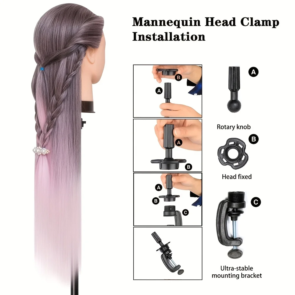 Colorful Mannequin Head Model with Long Synthetic Hair Extensions Perfect for Manikin Head Styling Hairdresser Training Braiding