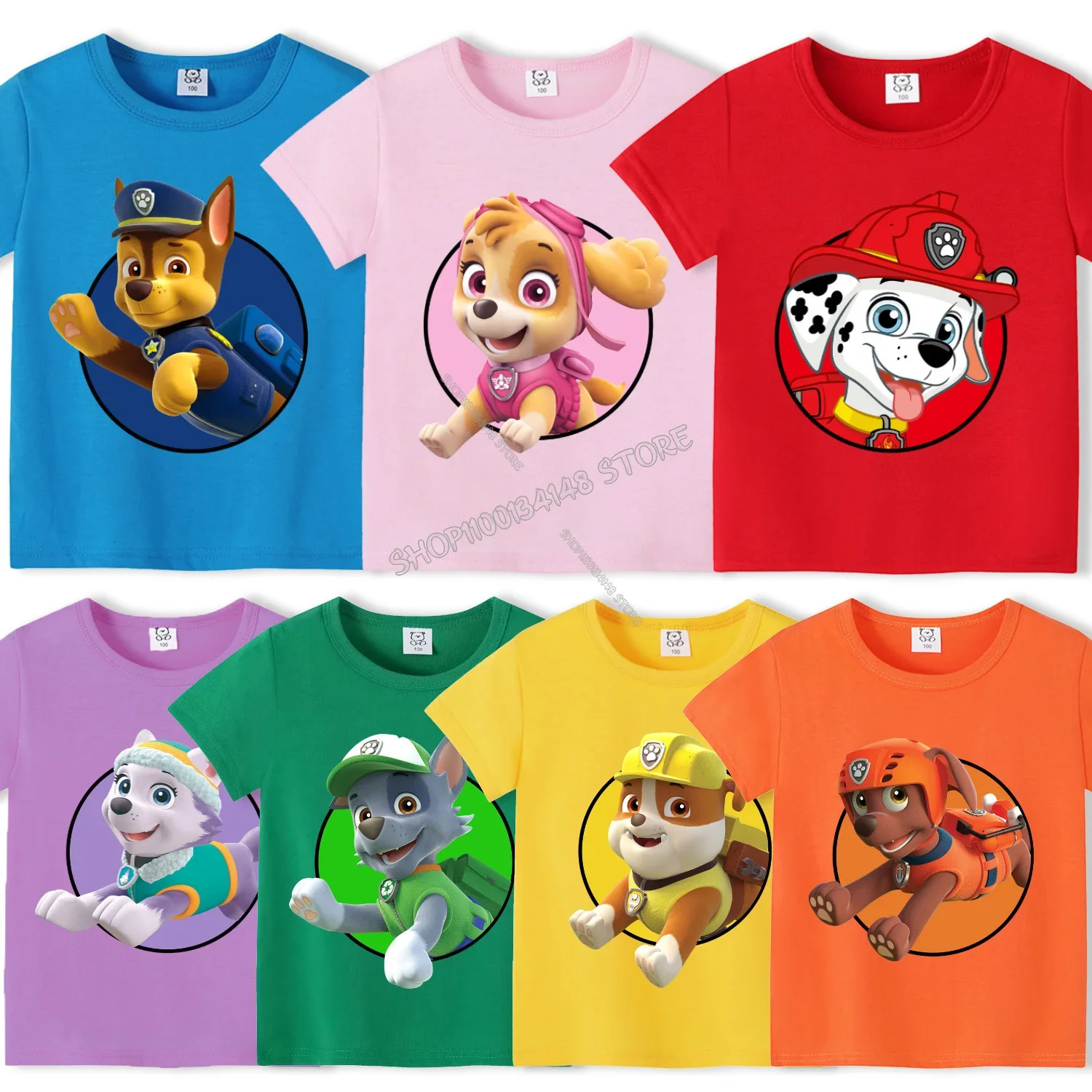 Paw Patrol T-shirt Cotton Chase Marshall Rubble Clothes Skye Everest Clothes Shirt Anime Cartoon Clothes Summer Kids Tee Tops