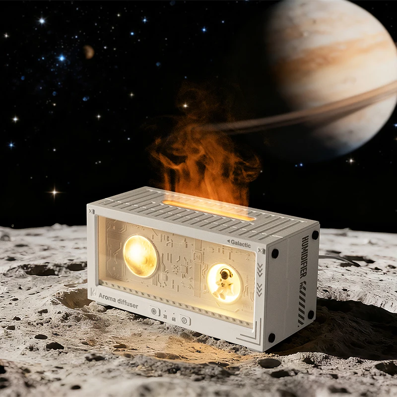 Spaceman Air Humidifier & Colorful Flame Aroma Diffuser, Ultrasonic Essential Oil Diffuser with Quiet Cold Mist for Bedroom