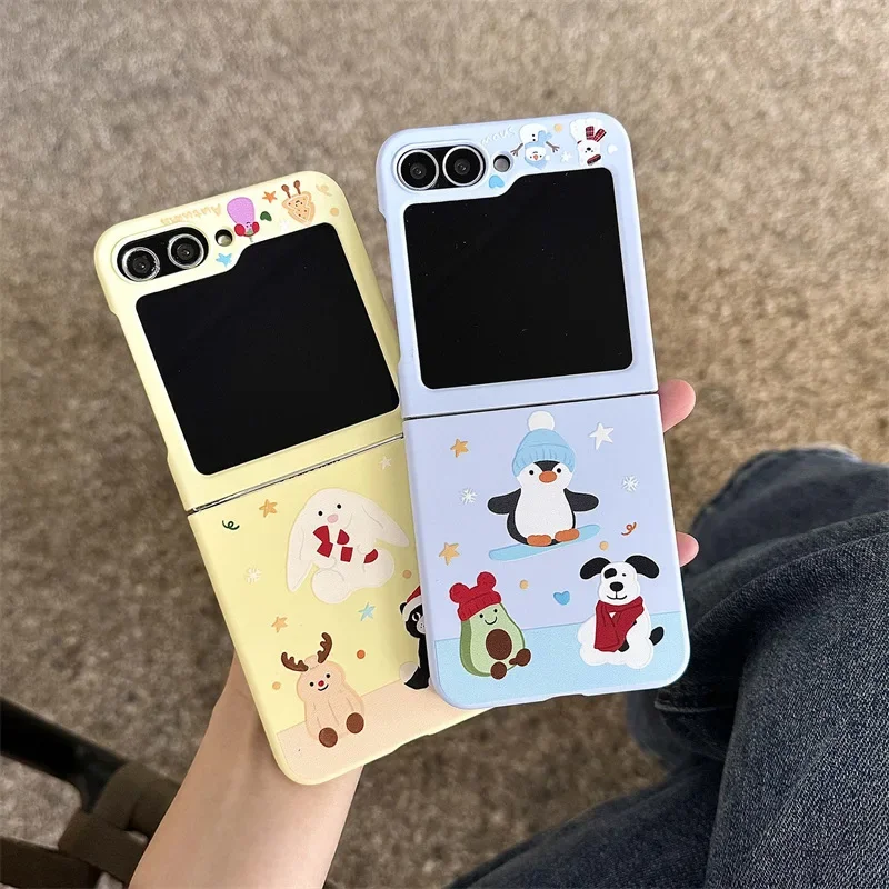 

Christmas Penguin Phone Case for Samsung Galaxy Z Flip 6 5 4 3 Protective Back Cover for ZFlip4 ZFlip5 ZFlip6 Case