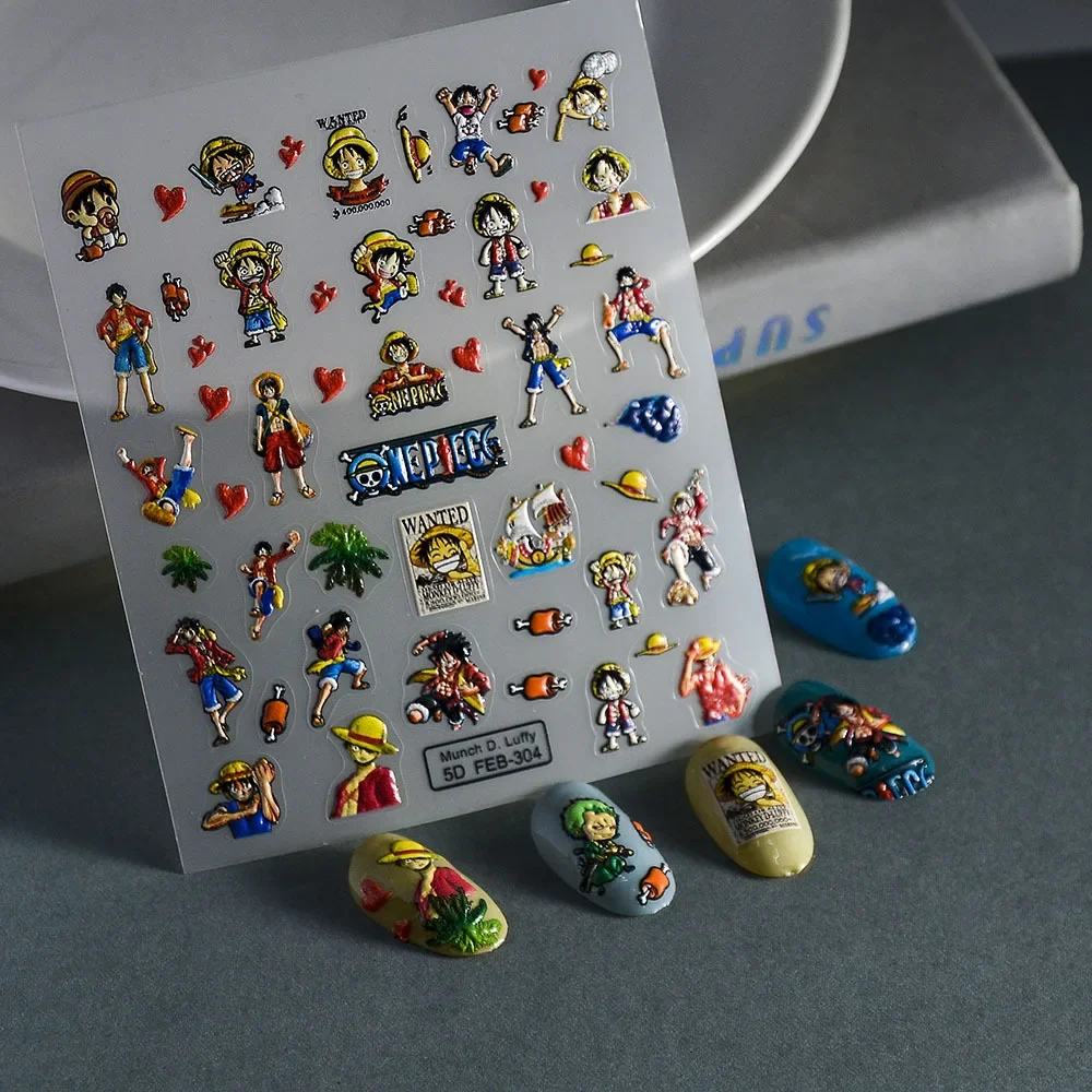 One Pieces 5D Adhesive Stickers Nail Decals Nails Art Manicure Supplies Decoration Cartoon Sticker Nail Parts Slider Accessories