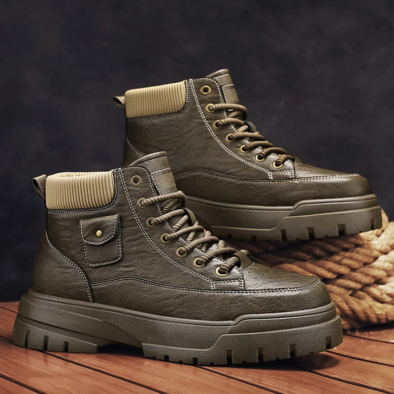 

Осенняя новая стильная и удобная универсальная повседневная спортивная обувь средней высоты в британском стиле в стиле ретро и уличная рабочая обувь