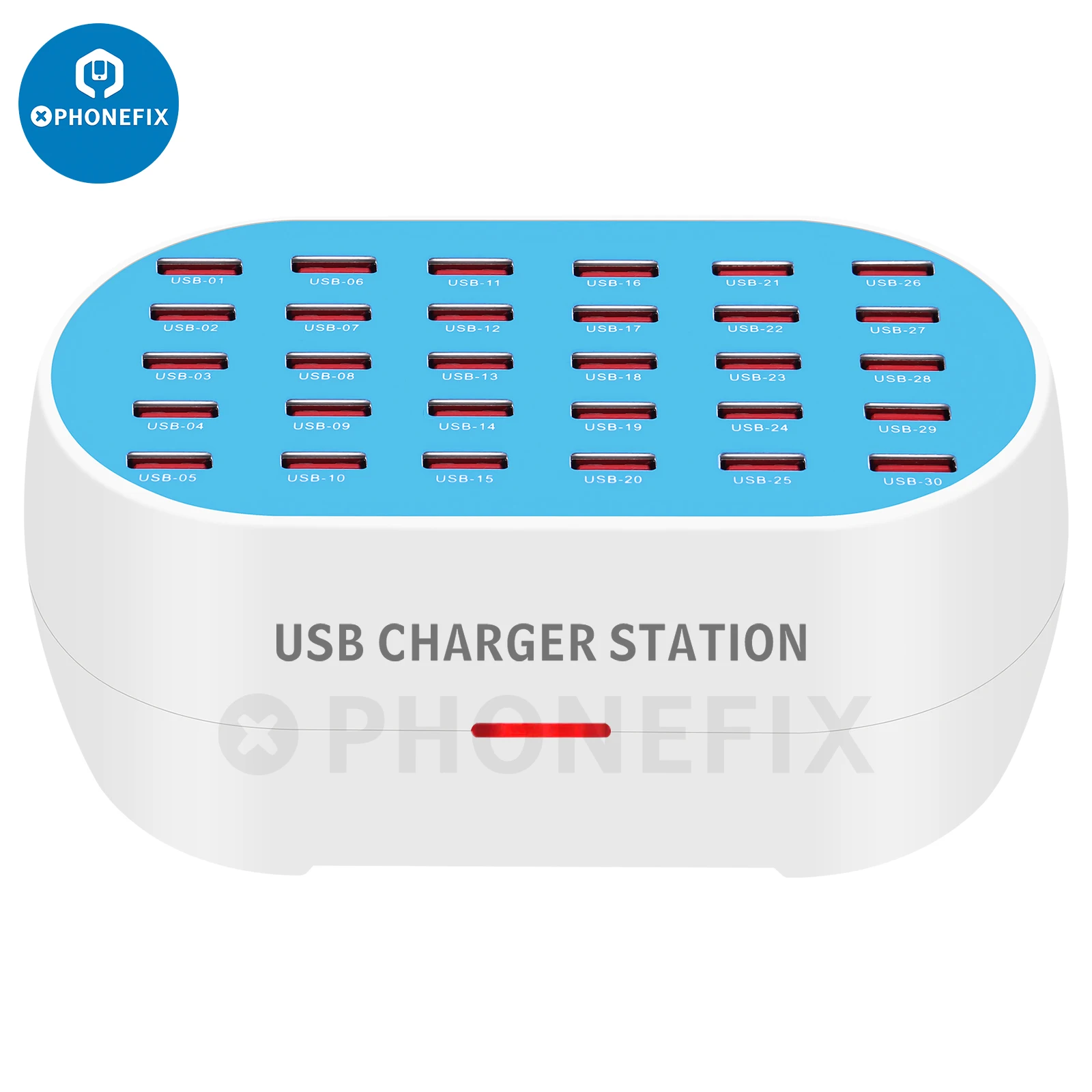 30-Port USB Charger 160W Multi USB Fast Charger Station Smart Charging Recognition for iPhone iPad Samsung PC Smartphone Table