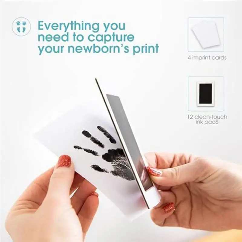 X18A-Inkless Baby Hand And Footprint Kit-Mess Free Ink Pad For Newborn Keepsakes& Pet Claw Marks, 4-Pack Print Clean Touch