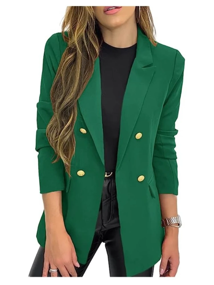 Women\'s Blazers New in Outerwears Solid Color Casual Long Sleeved Lapel Button Small Suit Jacket Slim Elegant Fashion Suit Top