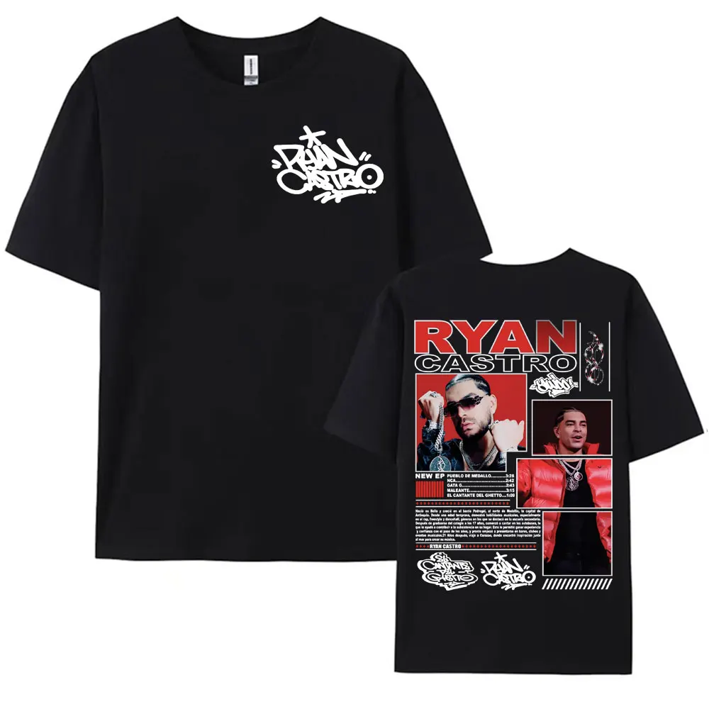 Rapper Ryan Castro Music Album Tour 2025 Cover T-shirts for Men Women Harajuku Fashion 100% Cotton Oversized T Shirts Streetwear