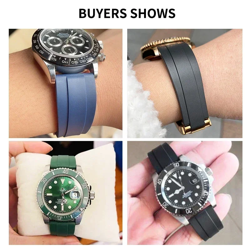 20mm Band for Rolex Watch Strap for Daytona Submariner DEEPSEA GMT Oyster Adjustable Rubber Silicone Bracelet with Screw Driver