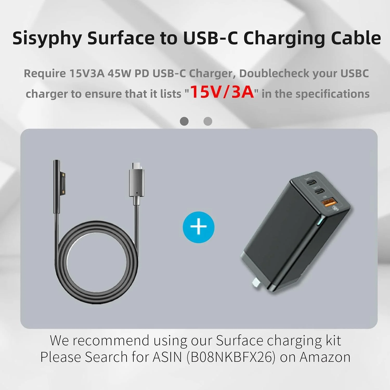 Surface Connect to USB-C 充電ケーブル 15V/3A Microsoft Surface