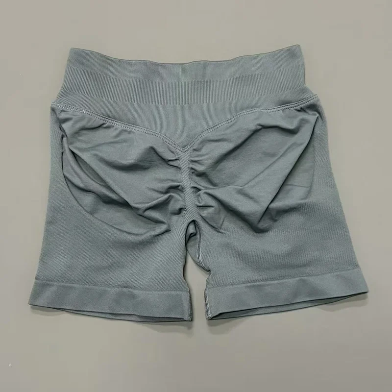 HISTELLO Sportshorts mit niedriger Taille, einfarbig, nahtlos, Po-Lifting, hohe Dehnbarkeit, atmungsaktiv, für Yoga, Fitness, Workout – Detail 16