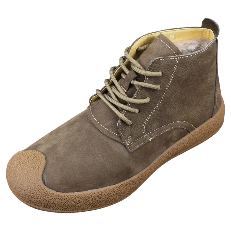 

Autumn Winter Casual Sport High Top Shoes Men's Boots Thick Sole Cowhide Outdoor Wear-resistant Anti Slip Snow Boots Male