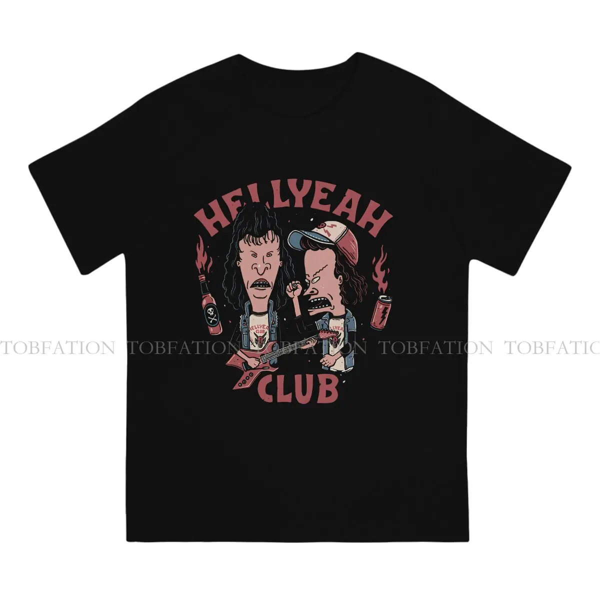 Beavis and Butthead Hellyeah Club T Shirt Punk Men's Tees Summer 100% Cotton Clothing O-Neck TShirt