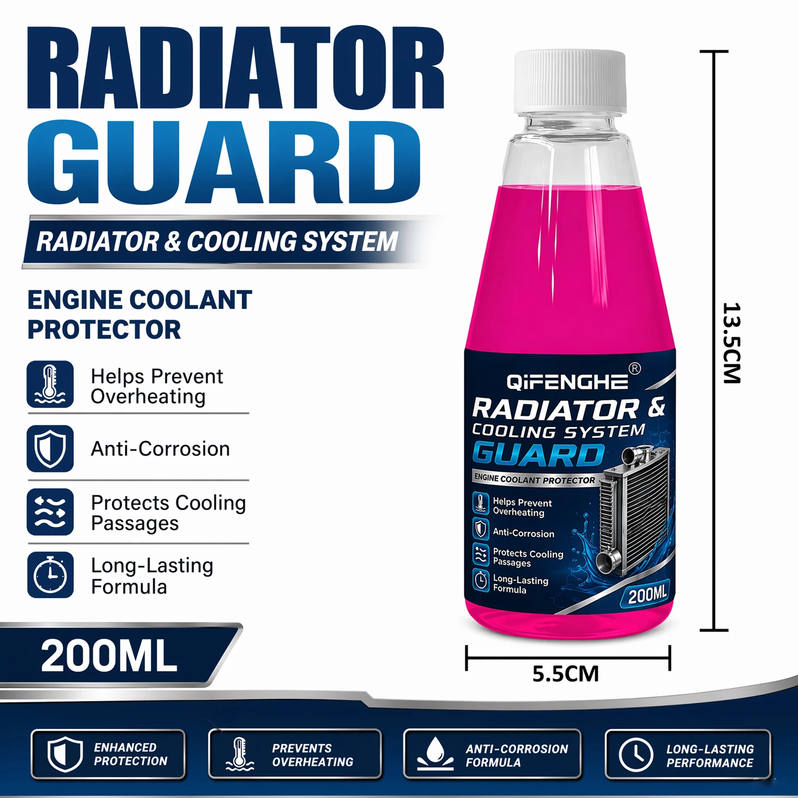 Radiator & Cooling System Guard - Advanced Engine Coolant Protector, Anti-Overheating, Anti-Scale & Anti-Corrosion, Long-Lasting
