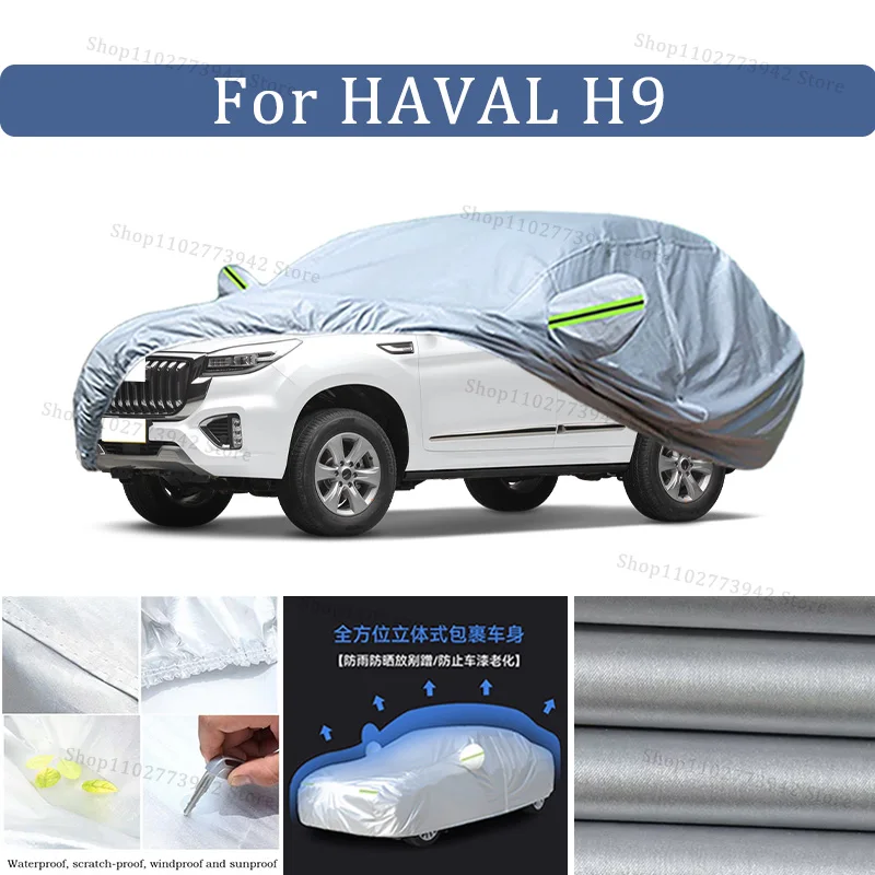 

Black Silvery Scratch-Resistant Car Cover - Dustproof & Sun-Resistant, Comprehensive Protection For HAVAL H9 Outdoor Parking