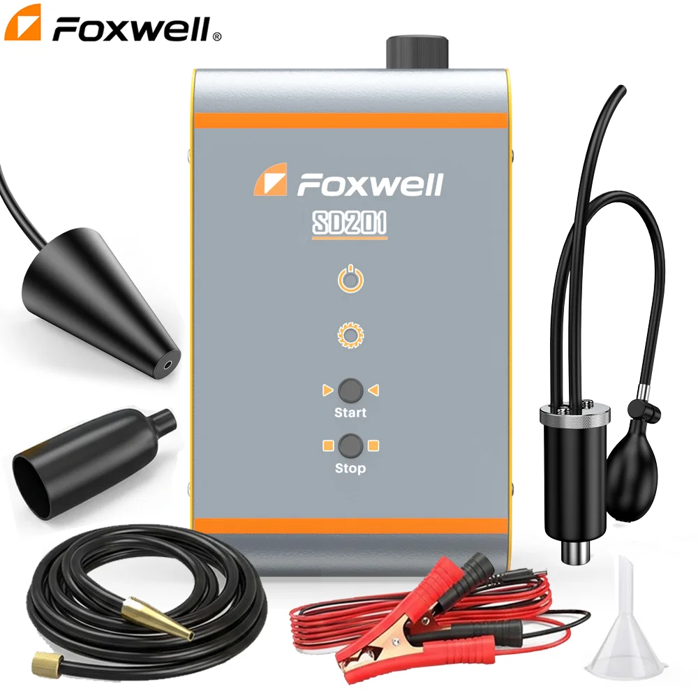 FOXWELL EVAP Smoke Machine Automotive Smoke Leak Detector 12V Vacuum Leak Tester with Built-in Air Pump Adjustable Pressure Car Diagnostic Tool