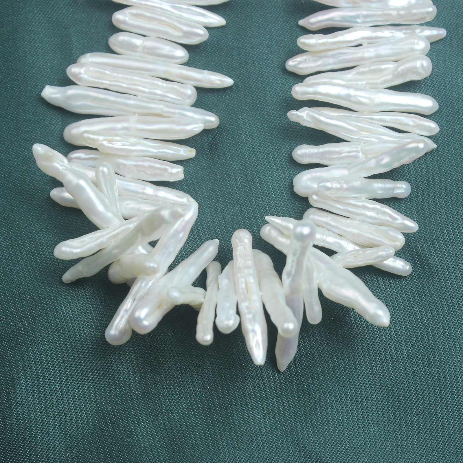 Natuurlijke Zoetwaterparel Witte Barokke Middelste Gat Tandenstoker Lange Strip Vorm Losse Kralen Armband Ketting Oorbel Kralen