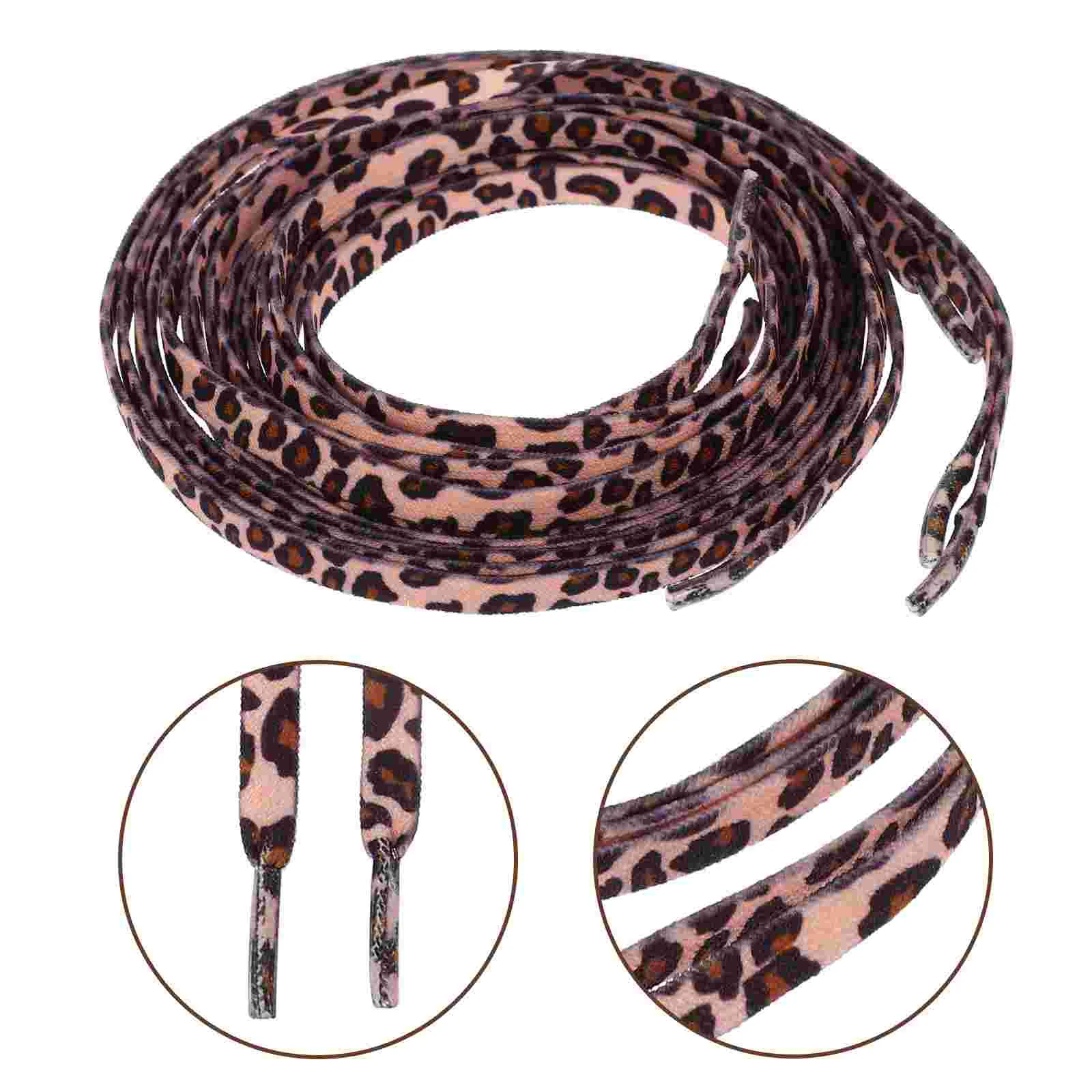 

2 Pairs Leopard Lace Classic Shoelaces Ties Creative Printing Firm Flat Spandex Dots Shoes Accessories Polyester