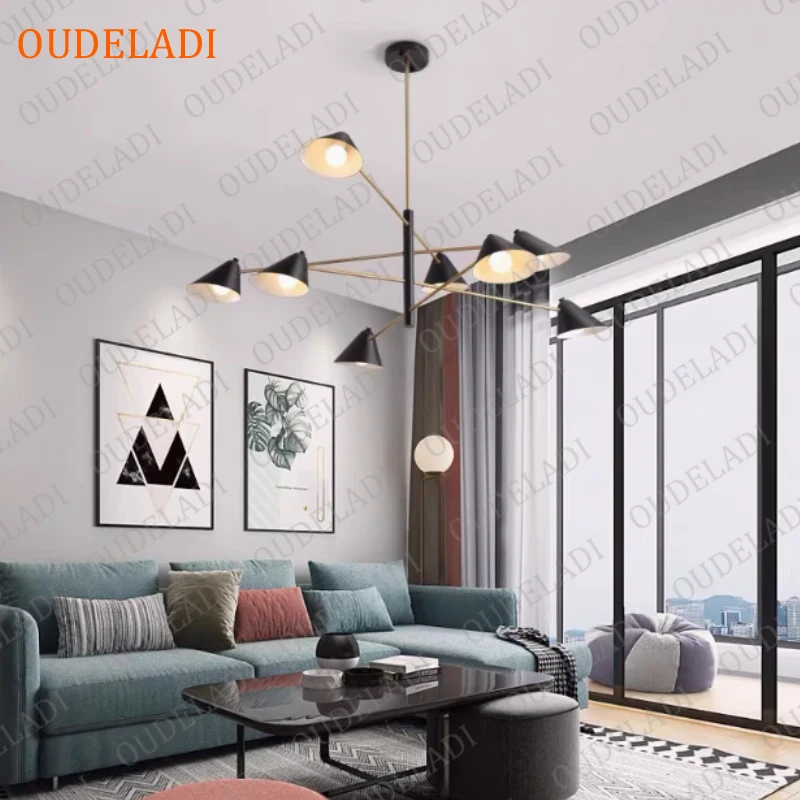 Creative Cone Shape Pendant Light Designe Sputnik chandelier Art Living Bedroom Dining Room Mutlti Arm Adjustable Luminaires