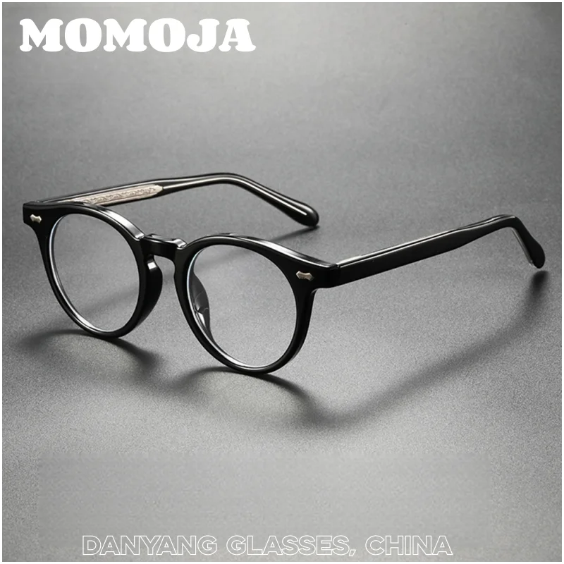 

MOMOJA Men's and Women's Retro Round Glasses Fashion Exquisite Anti Blue Light TR90 Optical Prescription Eyeglasses Frame J8455